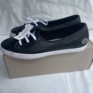 Lacoste Ziane ballet flat size US 9.5 black leather  ballets style,new in box